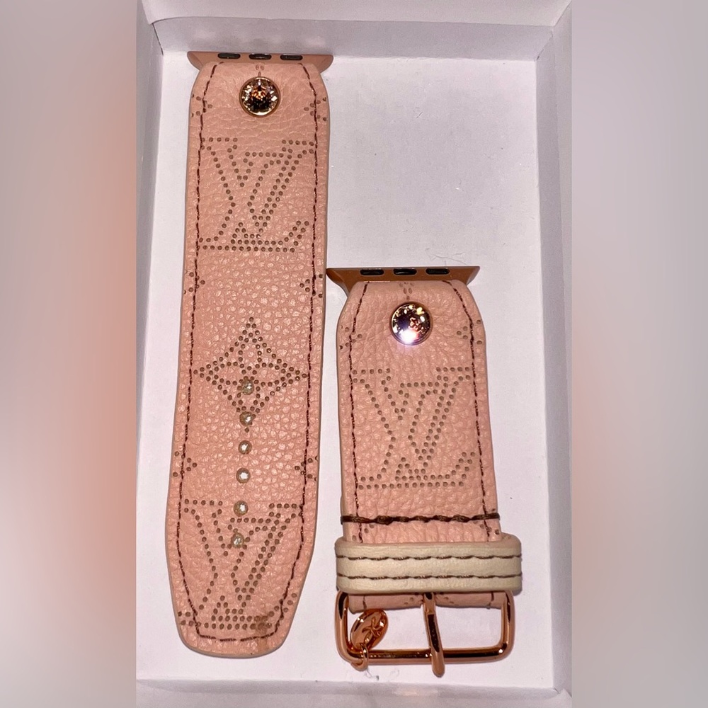 FIRM PRICE‼️Upcycled Louis Vuitton magnolia Mahina Apple Watch band⭐️3 LOGOS!⭐️